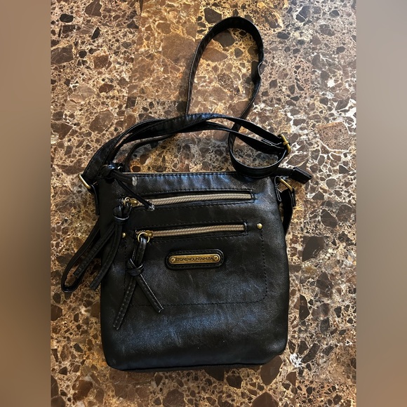 Stone Mountain Black Crossbody Bag with Gold Accents - Picture 6 of 9